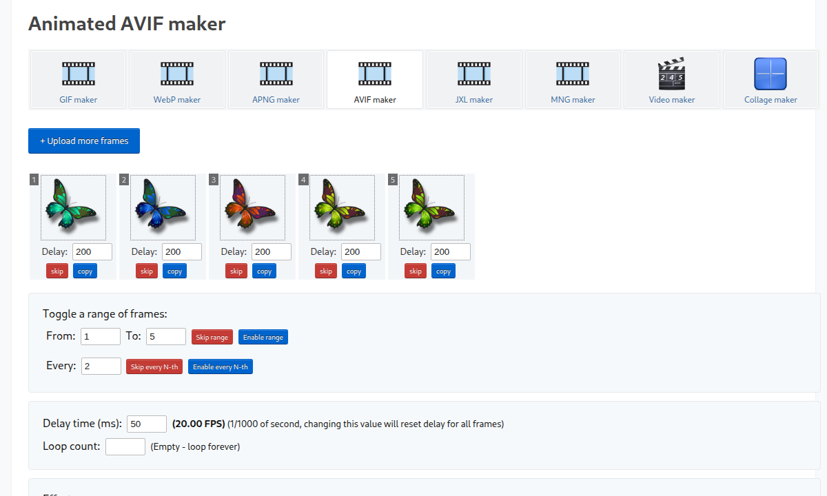 Example Avif Animation Animated AVIF maker / converter