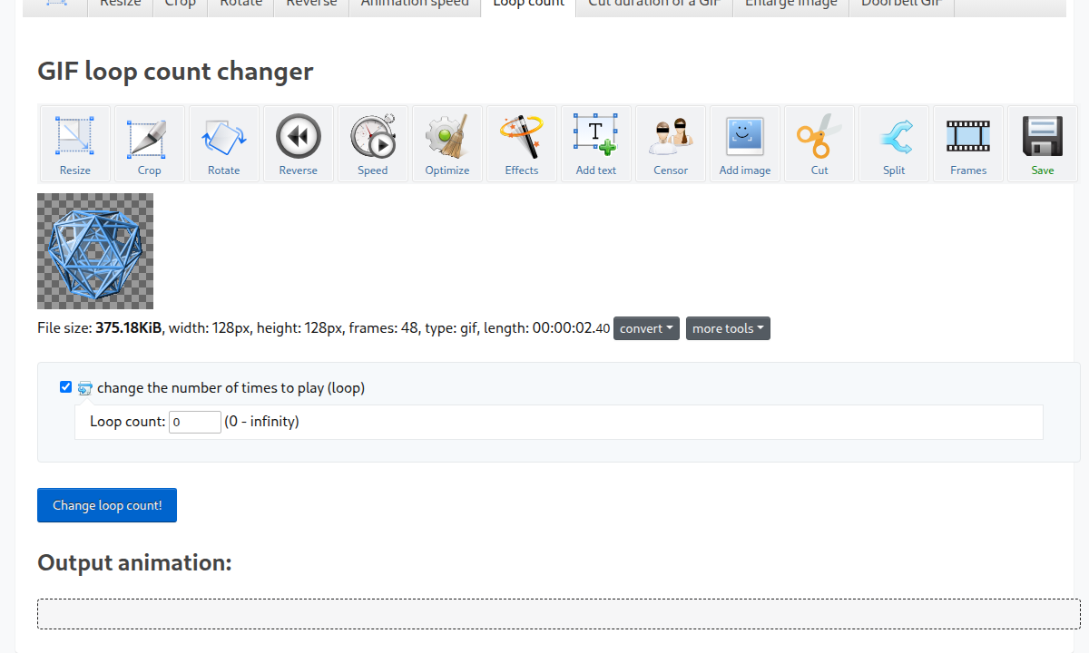 Change GIF Loop Count