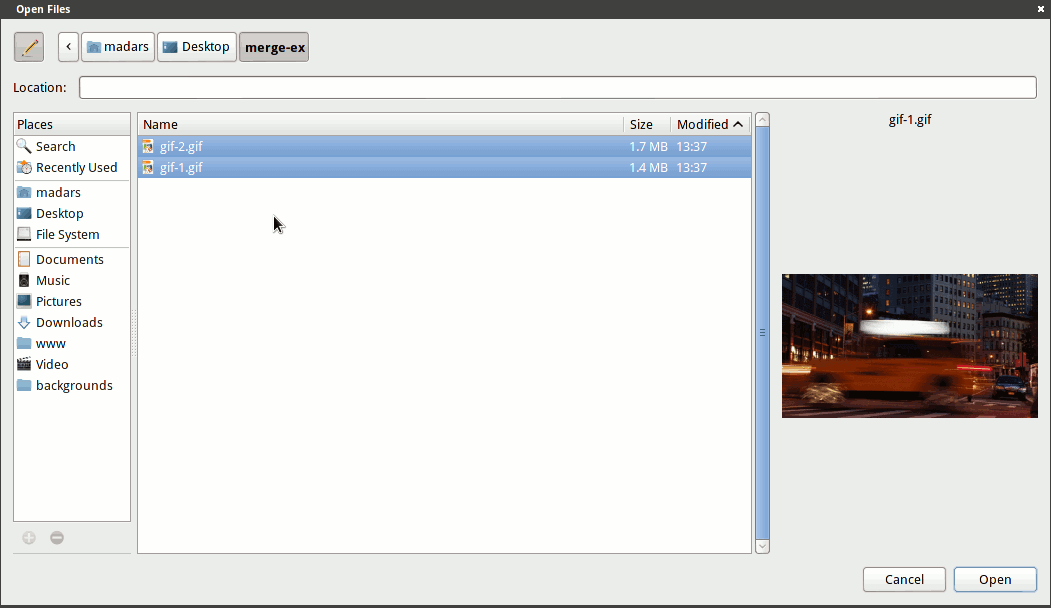 Upload multiple GIF files